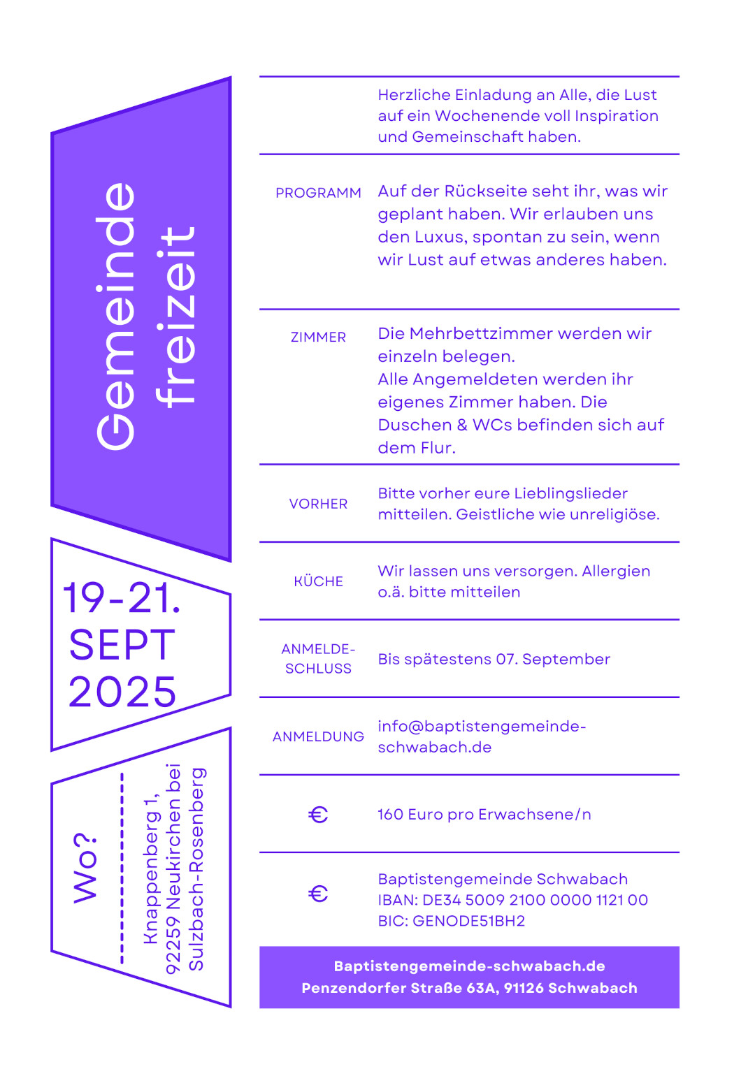 Gemeindefreizeit 2025 Knappenberg Einladung